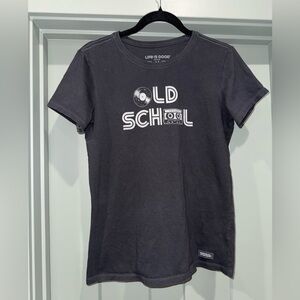 Life Is Good Women’s Crusher 100% Cotton Vinyl Cassette Old School Shirt- Medium